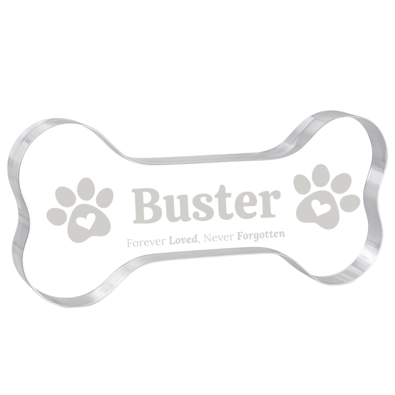 Plaque commémorative chien personnalisée – Os souvenir en acrylique pour animal avec nom, dates & message gravés