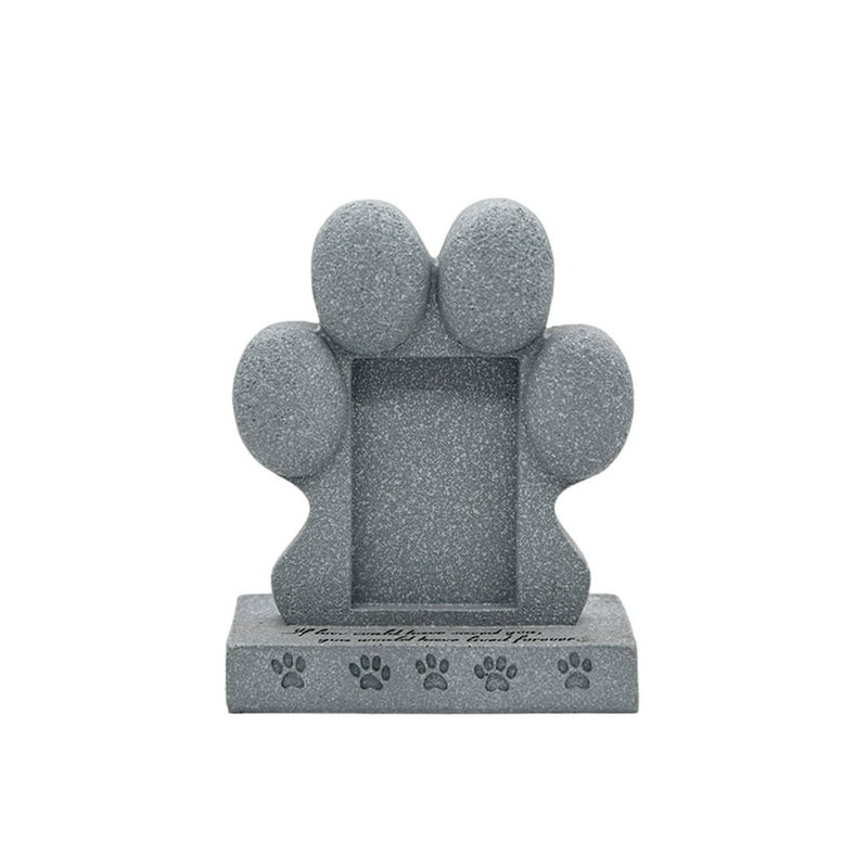 Paw-Shaped Dog Memorial Headstone with Photo & Tribute – Weatherproof Resin Grave Marker for Outdoor Display