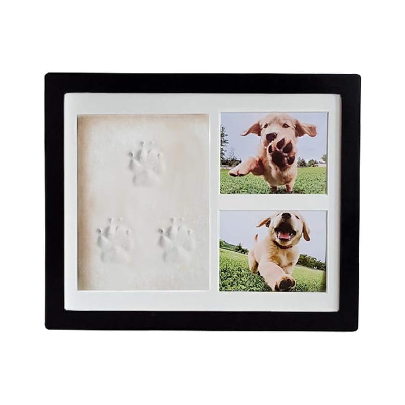 Paw Print Clay & Photo Frame Kit – Wooden Dog Memorial Picture Frame for Indoor Display