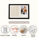 Paw Print Clay & Photo Frame Kit – Wooden Dog Memorial Picture Frame for Indoor Display