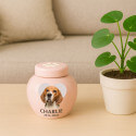 Urne funéraire pour chien personnalisée en céramique avec photo – Urne funéraire avec nom, dates & hommage en forme de cœur
