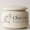 Personalised Ceramic Dog Urn – Pet Cremation Urn for Ashes with Name, Dates, Minimalist Dog Illustration & Tribute