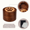 Urne funéraire pour chien en bois cœur-patte infini – Urne pour animal avec nom & dates gravés