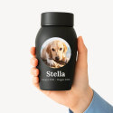 Personalised Dog Urn with Photo in a Heartfelt Halo Frame – Engraved Stainless Steel Memorial Urn with Name & Dates