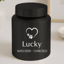 Personalised Dog Urn – Engraved Stainless Steel Memorial Urn  with Heart Paw Icon, Name & Dates