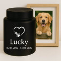 Personalised Dog Urn – Engraved Stainless Steel Memorial Urn  with Heart Paw Icon, Name & Dates