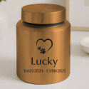 Personalised Dog Urn – Engraved Stainless Steel Memorial Urn  with Heart Paw Icon, Name & Dates
