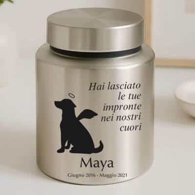 Personalised Dog Urn with Angel Pup Design –...
