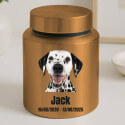 Personalised Dog Urn with Photo – Engraved Cylinder Stainless Steel Memorial Urn  with Name & Dates