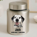 Personalised Dog Urn with Photo – Engraved Cylinder Stainless Steel Memorial Urn  with Name & Dates
