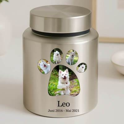 Urne cylindrique pour chien en acier inoxydable...