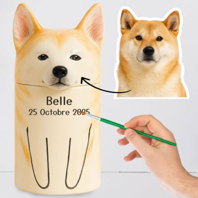 Urne pour chien artisanale en céramique...