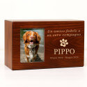Personalised Wooden Dog Urn Box with Photo – Engraved Memorial Box for Ashes with Name, Dates & Tribute