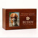 Urne funéraire pour chien en bois personnalisée​ avec photo – Coffret souvenir pour cendres avec nom, dates & message gravés