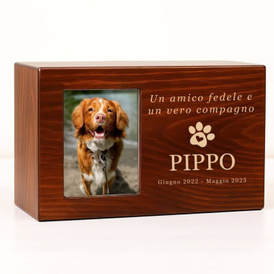 Personalised Wooden Dog Urn Box with Photo –...