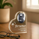 Cadre photo chien personnalisé – Plaque commémorative cœur en acrylique pour animal avec nom, dates & message gravés