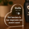 Personalised Dog Memorial Gift –  Heart-Shaped Pet Memorial Acrylic Plaque with Engraved Name, Dates & Tribute