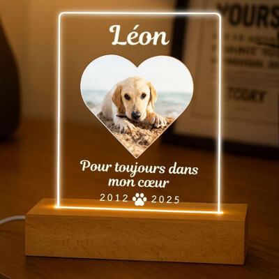 Cadre photo commémoratif lumineux chien...