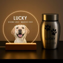 Personalised Dog Memorial Light with Photo – Round LED Pet Tribute Lamp with Engraved Name & Dates on Acrylic Plaque