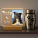 Personalised Dog Memorial Light with Photo – Rectangular Landscape LED Pet Tribute Lamp with Engraved Name & Dates on Acrylic Pl