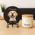 Pierre commémorative chien ronde personnalisée – Plaque souvenir en ardoise chien avec photo, nom & dates gravés