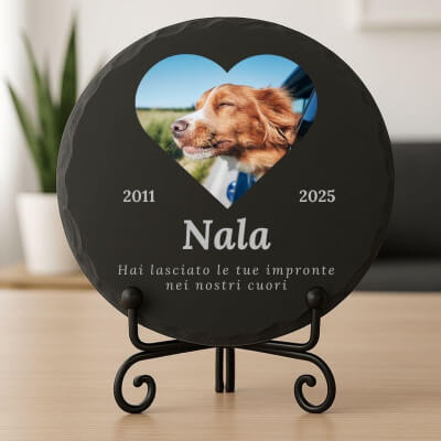 Personalised Round Slate Dog Memorial Plaque –...