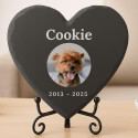 Pierre commémorative chien cœur personnalisée – Plaque souvenir en ardoise chien avec photo, nom & dates gravés