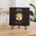 Personalised Square Slate Dog Memorial Plaque – Pet Memorial Gift with Photo, Engraved Name, Dates & Tribute