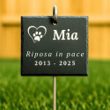 Personalised Square Dog Grave Marker with Metal Hook Stake – Slate Pet Memorial Garden Plaque with Name, Dates & Tribute