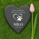 Personalised Heart Dog Grave Marker – Slate Pet Memorial Garden Plaque with Name, Dates & Tribute