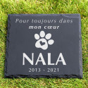 Pierre commémorative chien carrée personnalisée – Plaque souvenir en ardoise avec nom, dates & message