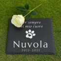 Personalised Square Dog Grave Marker – Slate Pet Memorial Garden Plaque with Name, Dates & Tribute