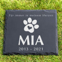 Pierre commémorative chien carrée personnalisée – Plaque souvenir en ardoise avec nom, dates & message