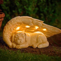 Statuette commémorative ange pour chien avec lampe solaire LED – Statue chien résine pour jardin résistante aux intempéries