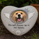 Plaque commémorative cœur pour chien avec photo – Pierre souvenir en résine résistant aux intempéries pour jardin