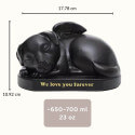Urne funéraire ange endormi noir pour chien – Monument souvenir d'extérieur en résine et urne funéraire pour cendres d’animal